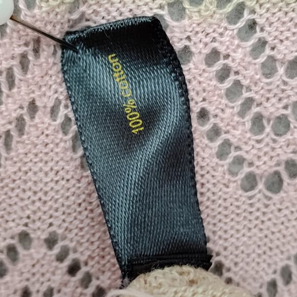 Outback Red Open Knit Cardigan Size XS Red and Beige Striped Short Sleeve - Picture 7 of 7